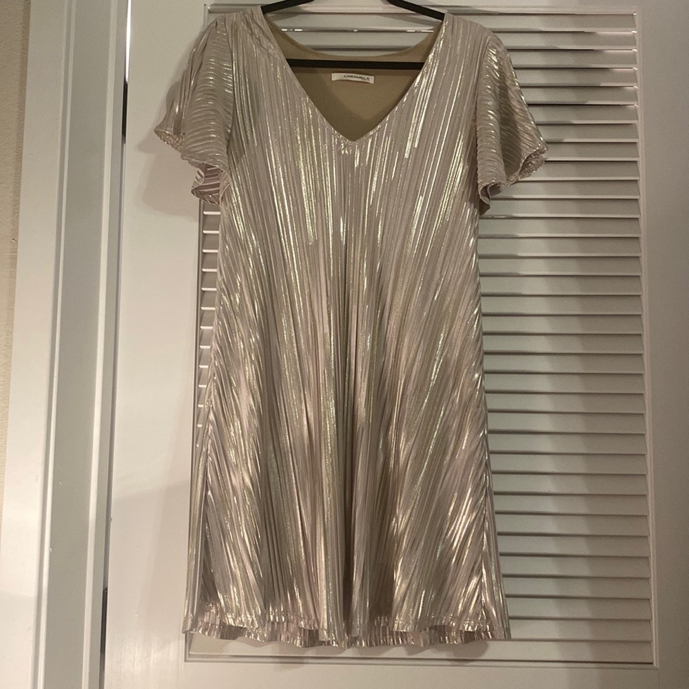CARAMELA Gold Swing Dress